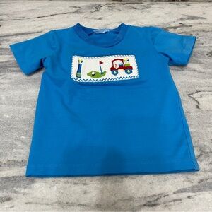 Blue Toddler smocked golf shirt